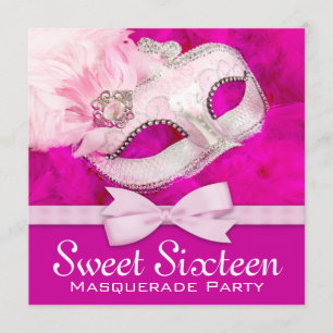 Pretty Hot Pink Masquerade Feest Kaart