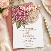 Pretty Hydrangea Rose 100th Birthday Kaart