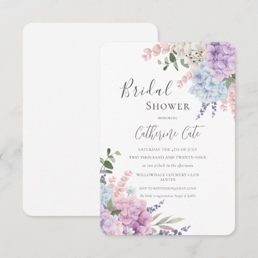 Pretty Hydrangeas Floral Bridal Shower Kaart (Voorkant / Achterkant)