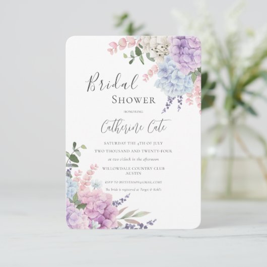 Pretty Hydrangeas Floral Bridal Shower Kaart (Staand voorkant)