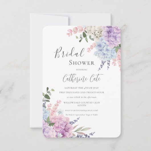 Pretty Hydrangeas Floral Bridal Shower Kaart (Voorkant)