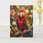 Pretty Impasto Ara Papegaai | Blanco Kaart (Gele Bloem)