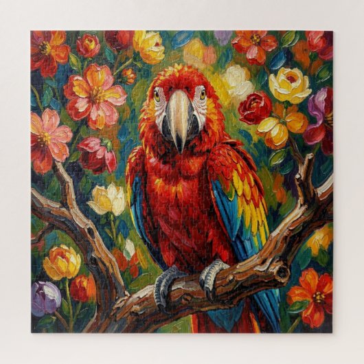 Pretty Impasto Ara Papegaai | Blanco Legpuzzel (Verticaal)