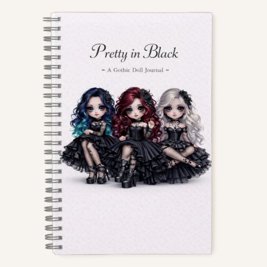 Pretty in Black Gothic Doll Journal Dark Aesthetic Notitieboek (Voorkant)