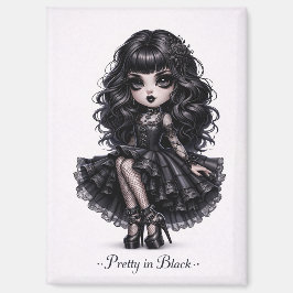 Pretty in Black Gothic Girl Magnet Dark Aesthetic
