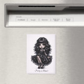 Pretty in Black Gothic Girl Magnet Dark Aesthetic (Insitu (Vaatwasser))