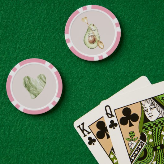 Pretty in Blush Pink Avocado Heart Spoon Poker Chips (Pokertafel (Dubbel))