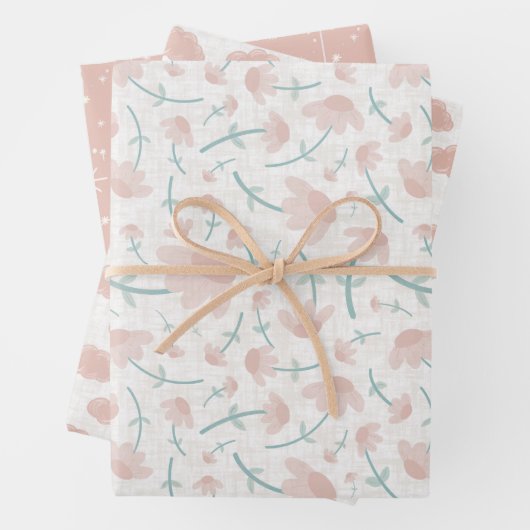 Pretty in Pink 3 pack Gift Wrap Inpakpapier Vel (In situ)