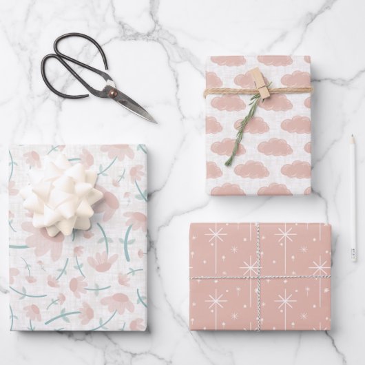Pretty in Pink 3 pack Gift Wrap Inpakpapier Vel (Voorkant)