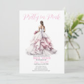 Pretty in Pink Bridal Shower Invitation  Kaart (Staand voorkant)