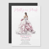 Pretty in Pink Bridal Shower Invitation  Magnetische Uitnodiging (Voorkant / Achterkant)