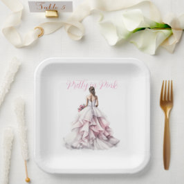 Pretty in Pink Bridal Shower Paper Plates Papieren Bordje
