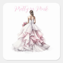 Pretty in Pink Bridal Shower Square Sticker