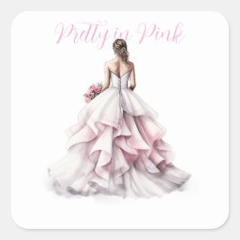 Pretty in Pink Bridal Shower Square Sticker