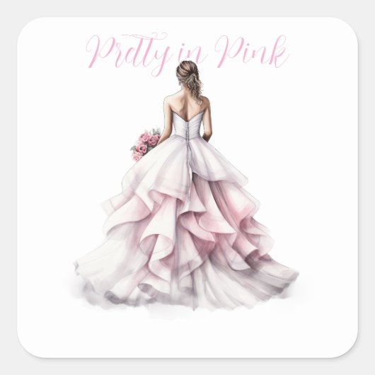 Pretty in Pink Bridal Shower Square Sticker (Voorkant)