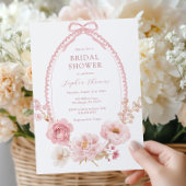 Pretty in Pink Floral Bridal Shower  Kaart