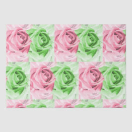 Pretty in Pink & Green Rose Tissue Wrap Tissuepapier