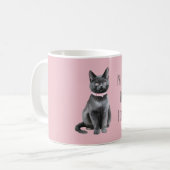 Pretty in Pink Grey Cat Koffiemok (Voorkant links)