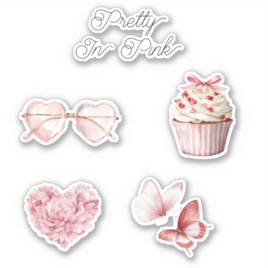 Pretty in Pink Hart Zonnebril  Sticker (Voorkant)