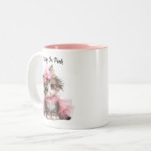 Pretty in Pink – Kitten Mug Tweekleurige Koffiemok (Voorkant links)
