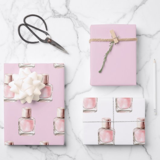 Pretty in Pink Nail Polish Birthday Inpakpapier Vel (Voorkant)