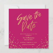 Pretty in Pink Save the Date Goud Glitter Kaart (Voorkant)