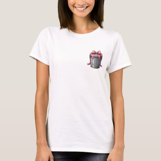 Pretty in Pink Surprise – Whimsical Trash Can Wrap T-shirt (Voorkant)