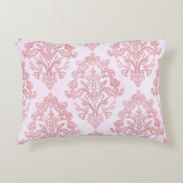 Pretty in Pink Victorian Damask Watercolor Pattern Accent Kussen