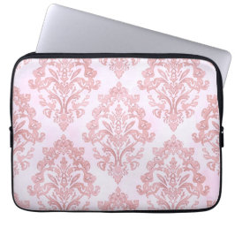Pretty in Pink Victorian Damask Watercolor Pattern Laptop Sleeve