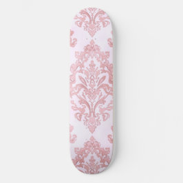 Pretty in Pink Victorian Damask Watercolor Pattern Persoonlijk Skateboard
