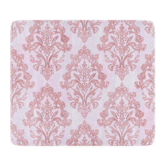 Pretty in Pink Victorian Damask Watercolor Pattern Snijplank (Voorkant)