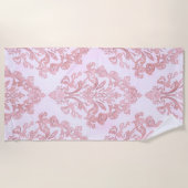 Pretty in Pink Victorian Damask Watercolor Pattern Strandlaken (Voorkant)