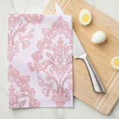 Pretty in Pink Victorian Damask Watercolor Pattern Theedoek (Quarter Fold)