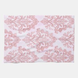 Pretty in Pink Victorian Damask Watercolor Pattern Theedoek