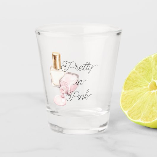 Pretty in Pink White Nail Polish Shot Glas (Voorkant)