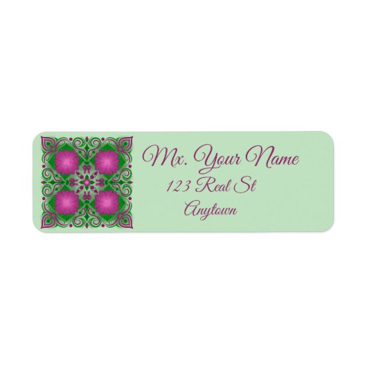 Pretty In Purple Floral Etiket (Voorkant)