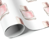 Pretty in White Pink Nail Polish Bridal Shower Cadeaupapier (Rol Hoek)