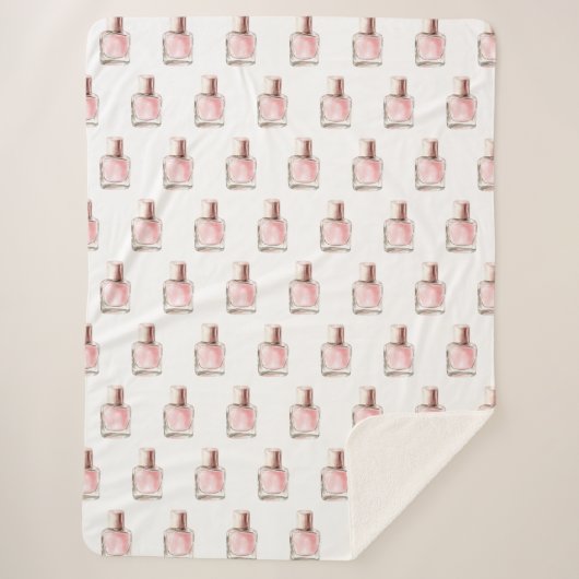 Pretty in White Pink Nail Polish Bridal Shower Sherpa Deken (Voorkant)
