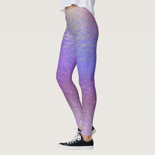 Pretty Iridiscence Glitter Ombre Paars Leggings (Links)