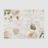 Pretty Ivory Roses on Simulated Text and Stamps Tissuepapier (Voorkant)