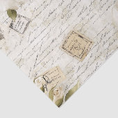 Pretty Ivory Roses on Simulated Text and Stamps Tissuepapier (Detail)