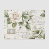 Pretty Ivory Roses with Simulated Text and Stamps Tissuepapier (Voorkant)