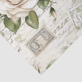 Pretty Ivory Roses with Simulated Text and Stamps Tissuepapier (Detail)
