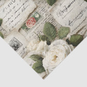 Pretty Ivory Roses with Simulated Text and Stamps Tissuepapier (Detail)