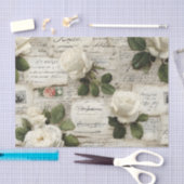 Pretty Ivory Roses with Simulated Text and Stamps Tissuepapier (Craft)