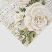 Pretty Ivory Roses with Simulated Text and Stamps Tissuepapier (Detail)