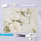 Pretty Ivory Roses with Simulated Text and Stamps Tissuepapier (Craft)