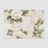 Pretty Ivory Roses with Simulated Text and Stamps Tissuepapier (Voorkant)
