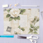 Pretty Ivory Roses with Simulated Text and Stamps Tissuepapier (Craft)