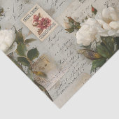 Pretty Ivory Roses with Simulated Text and Stamps Tissuepapier (Detail)